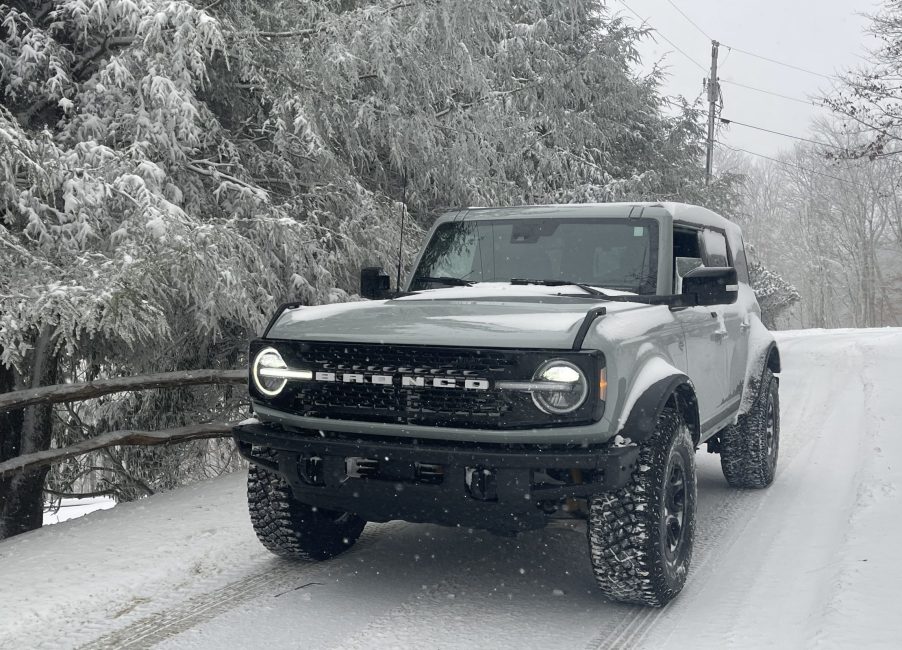 The 2021 Ford Bronco Wildtrak in the snow