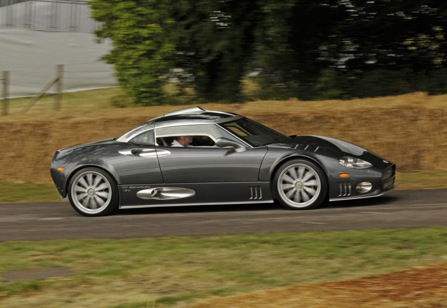 A Spyker C8, one of many forgotten sports cars, makes a run up the Hill at Goodwood