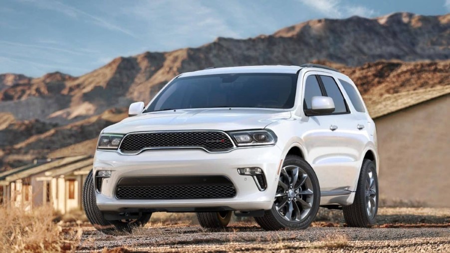 White 2022 Dodge Durango posed