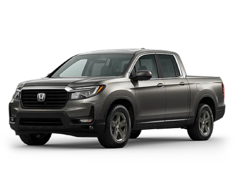 A dark gray 2022 Honda Ridgeline against a white background.