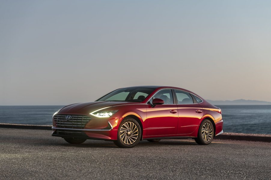 2022 Hyundai Sonata Hybrid in red