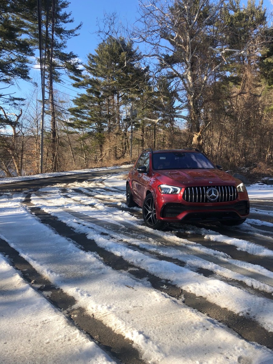 2022 Mercedes GLE 53 W4 parked in the snow