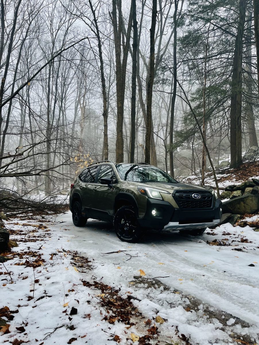 2022 Subaru forester Wilderness Edition off-roading on a snowy trail