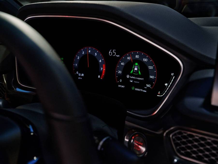 Close up of 2023 Acura Integra safety feature technology, displayed on the Acura Digital Cockpit screen