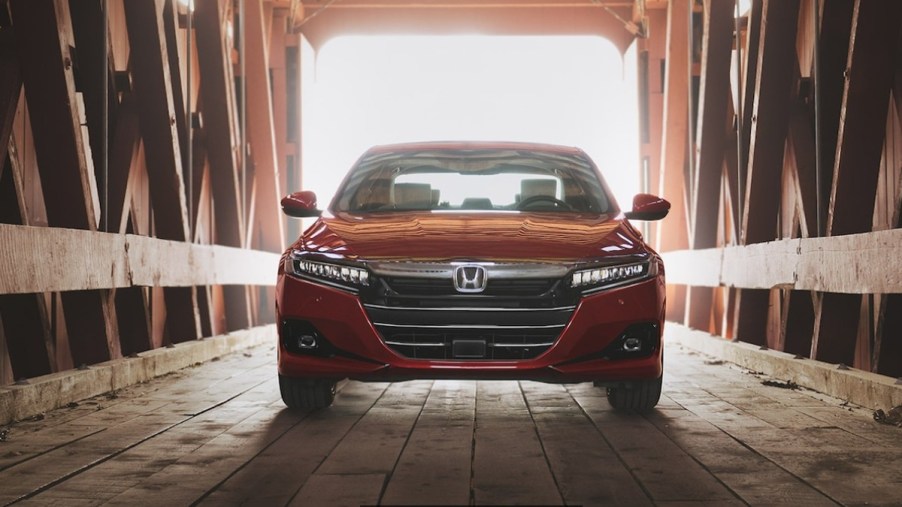 Front view of Radiant Red Metallic 2022 Honda Accord