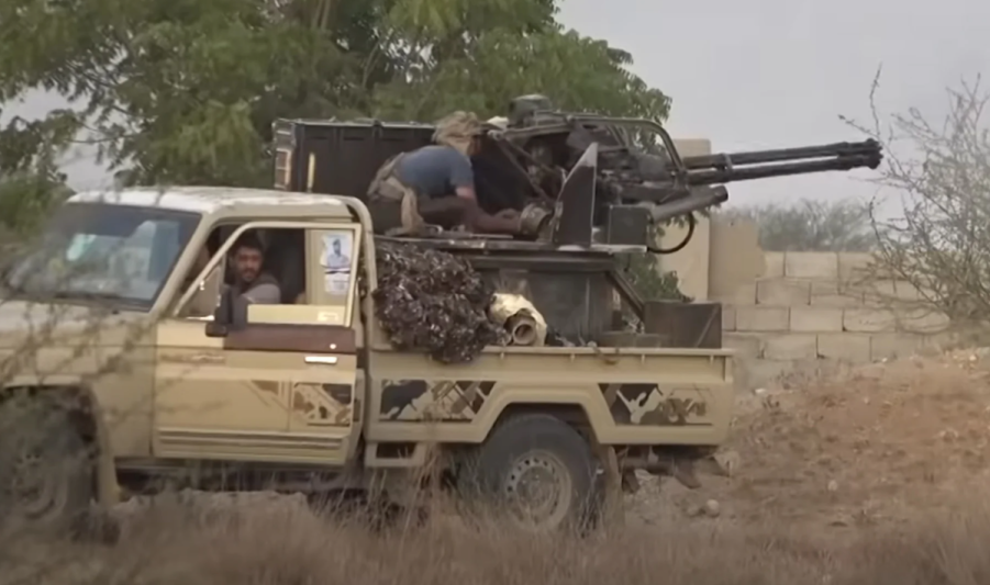 Toyota truck with Vulcan cannon