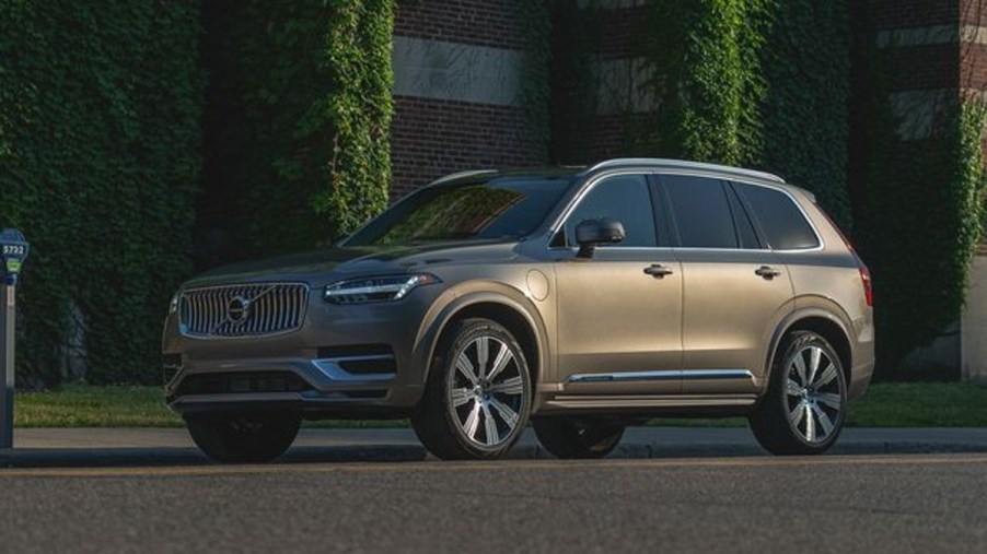 Gold 2022 Volvo XC90 on the street