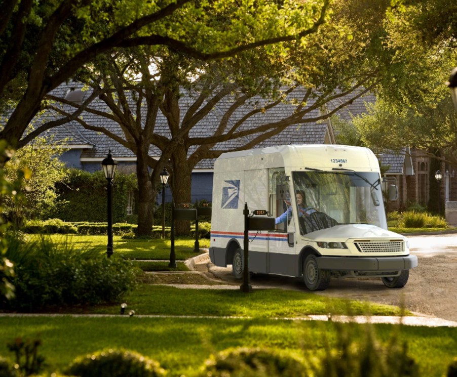 A 2023 mail truck, the Oshkosh NGDV delivers mail.