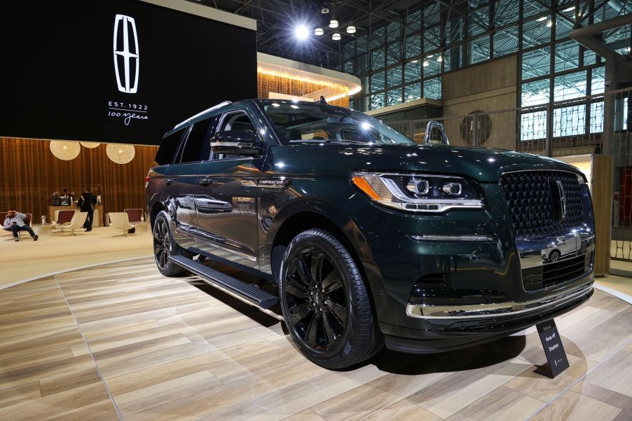 A black 2022 Lincoln Navigator in an indoor environment.