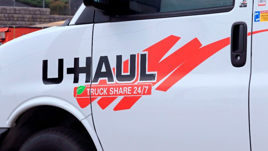 the uhaul logo on one of the famous trucks