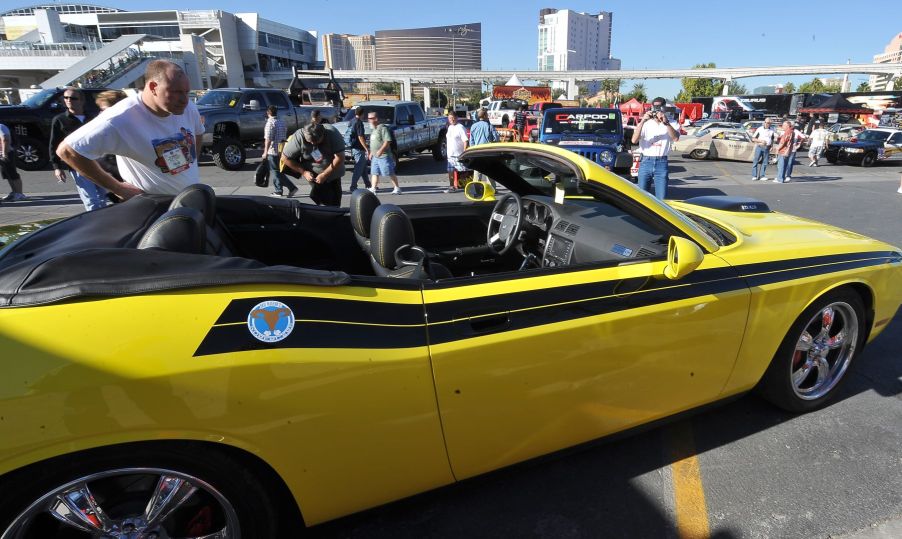 A customized 2010 Dodge Challenger convertible on display at the 2009 SEMA Show in Las Vegas, Nevada