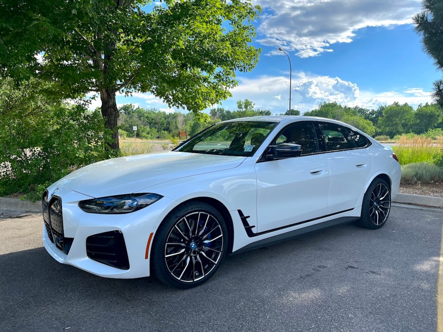 A front corner view of the 2022 BMW i4 M50