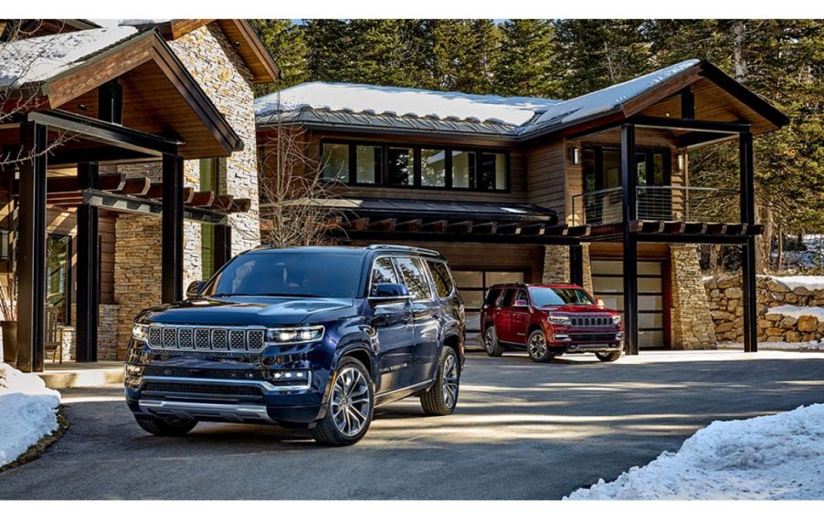 2022 Jeep Wagoneer and Grand Wagoneer at a ski chalet