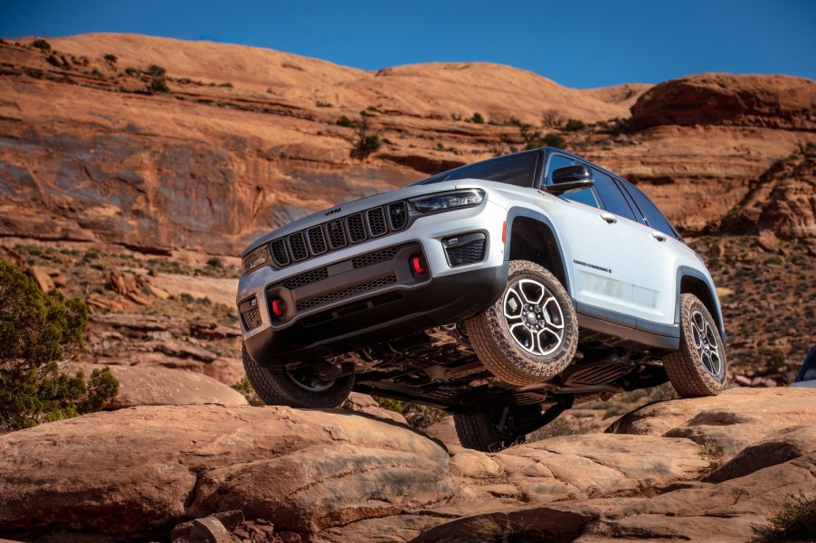 Factory-lifted trucks and SUVs include this Jeep Grand Cherokee Trailhawk