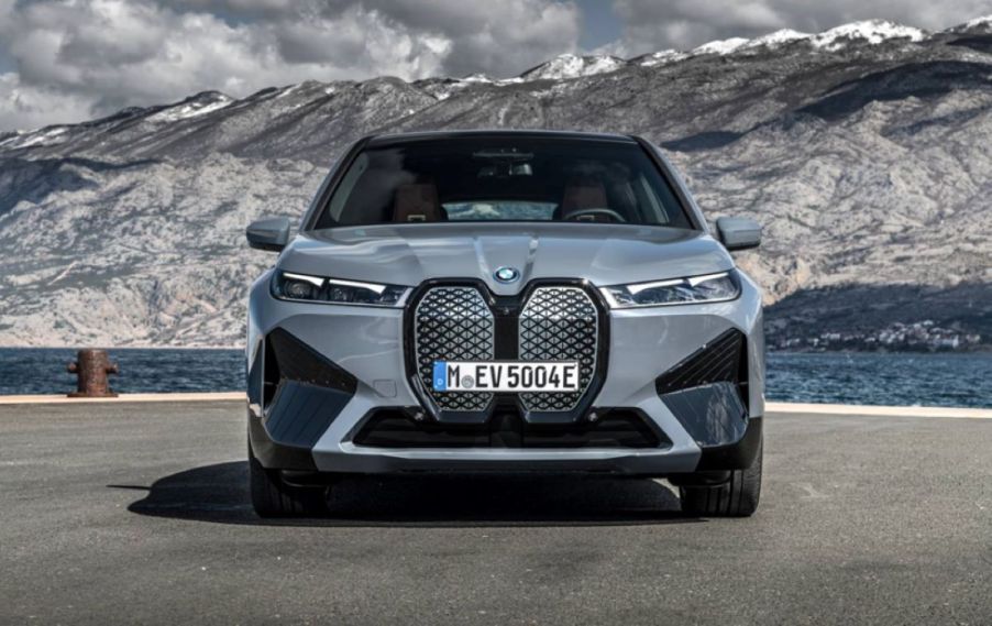 Front view of gray 2023 BMW iX, highlighting why car grilles are so big now