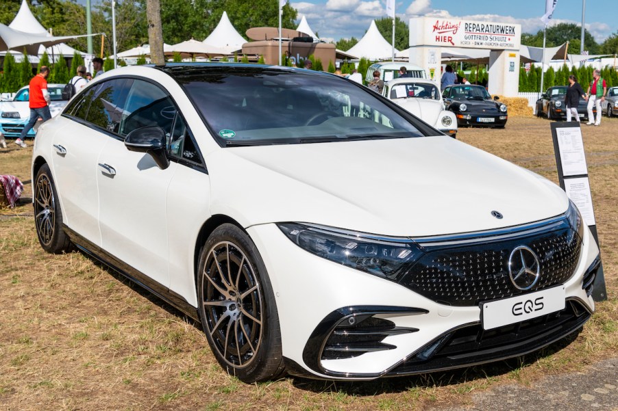 A white 2022 Mercedes-Benz EQS parked outdoors.