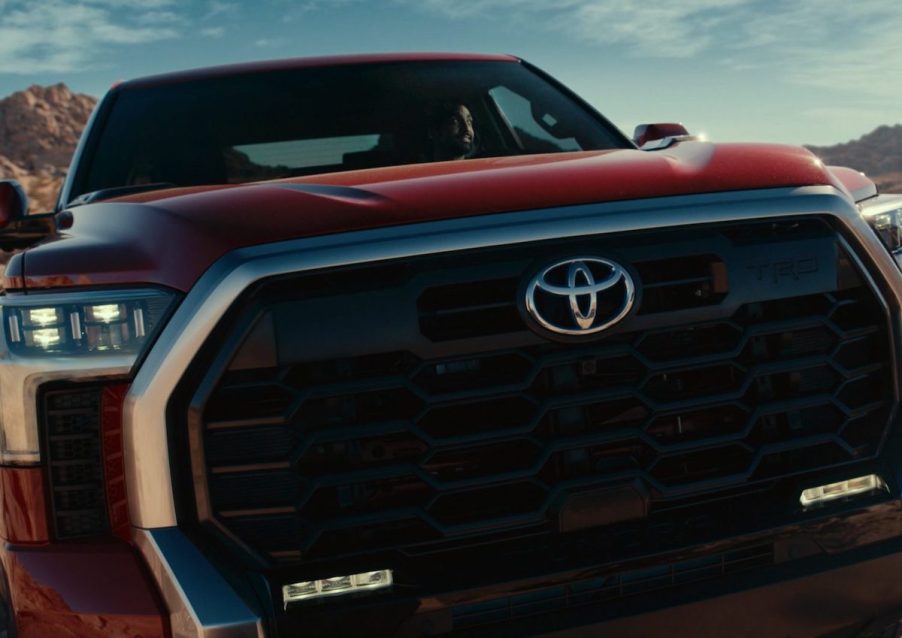 A red 2022 Toyota Tundra with one of the highest estimated maintenance costs.