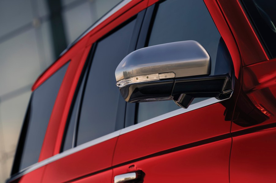 A red 2022 Ford Expedition close up, which is one of the vehicles with the highest depreciation.