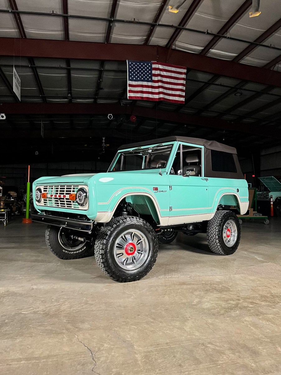 A custom EV Ford Bronco built by Gateway Bronco for Ben Affleck