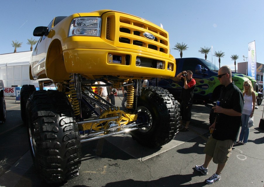 A custom Ford f-350 brodozer truck