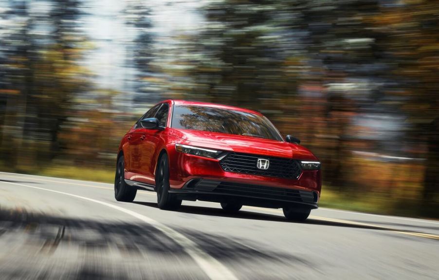 The Honda Accord Hybrid in Red