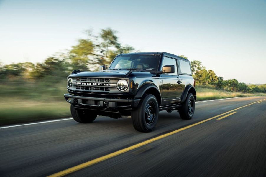 A 2021 Ford Bronco two-door Area 51 Black Diamond SUV model