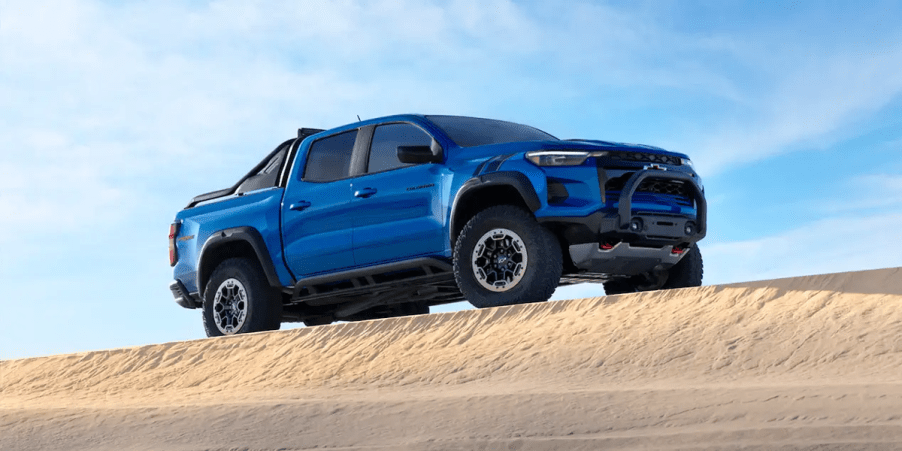 Chevrolet Colorado ZR2 parked on top of a sand dune.