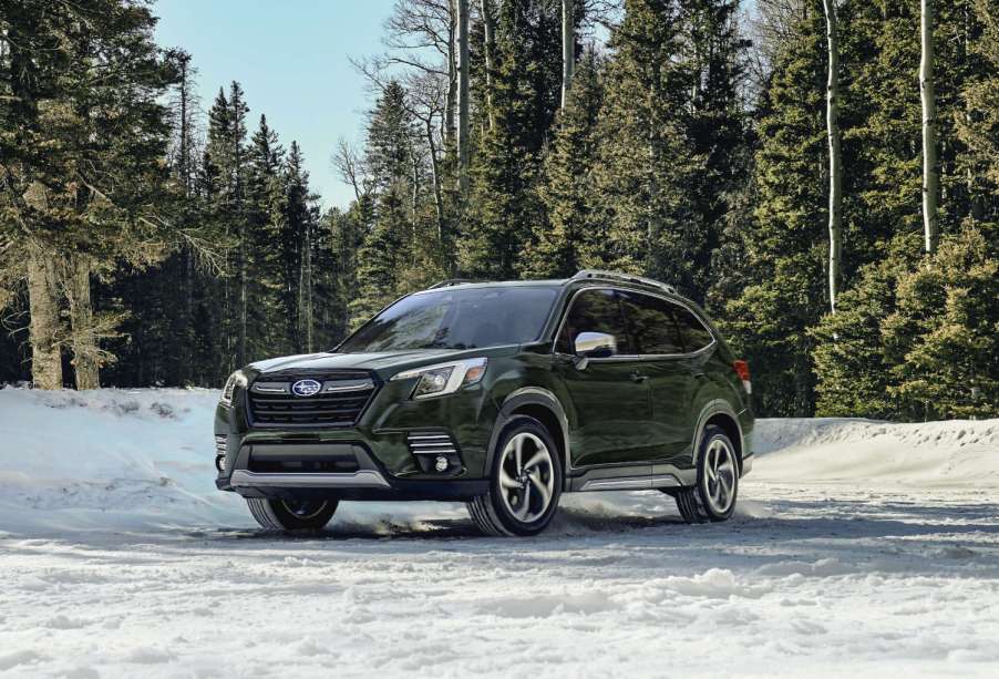 This Subaru Forester in the snow is one of the safest small SUVs according to Consumer Reports