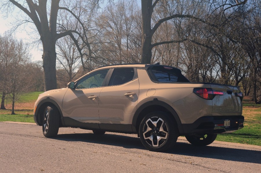 A 2023 Hyundai Santa Cruz small truck sits parked.