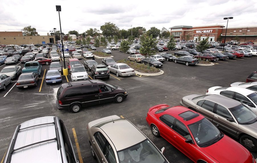 Giant Wal-Mart parking lot.