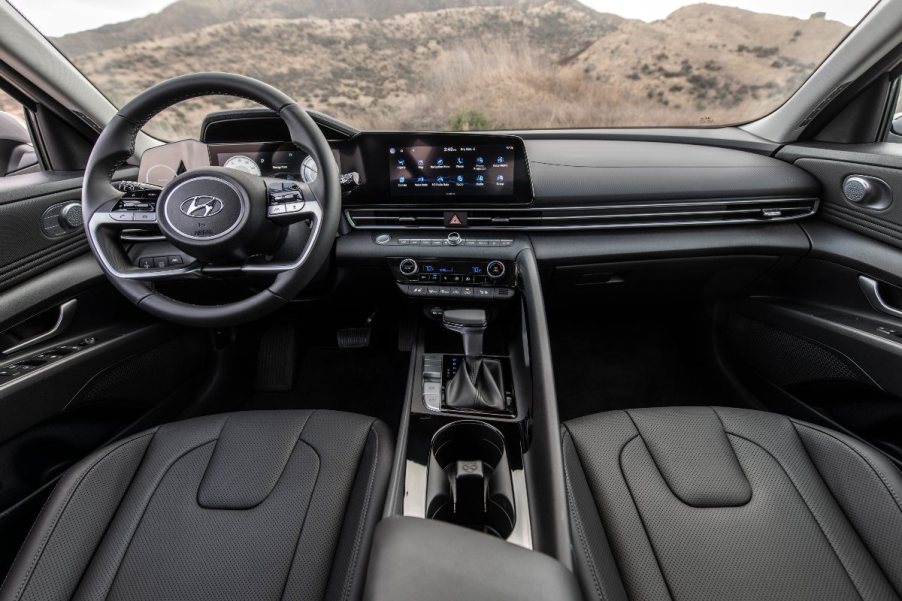 Dashboard in 2023 Hyundai Elantra Hybrid, U.S. News best hybrid car for the money, not 2023 Toyota Prius