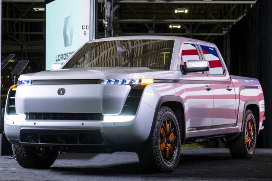 Lordstown Motors Endurance EV pickup with flag