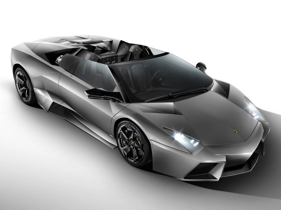 an all-gray Lamborghini Reventon Roadster