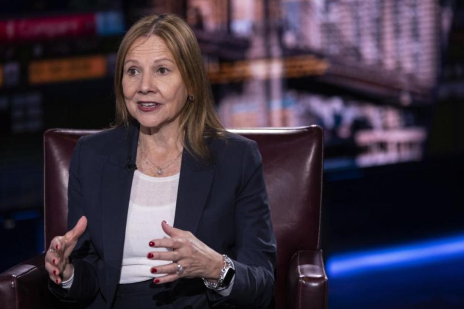 General Motors CEO Mary Barra doing an interview.