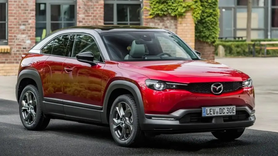 Red and black 2023 Mazda MX-30 EV