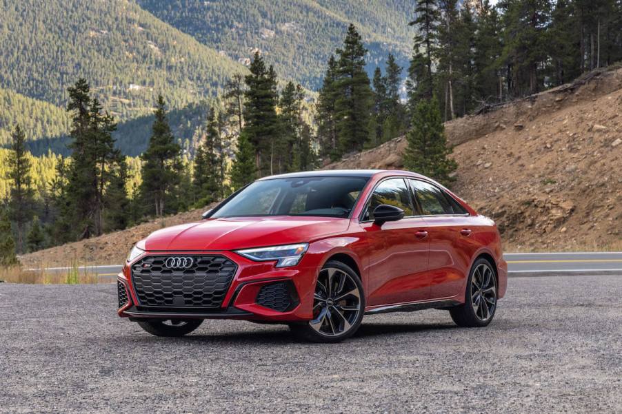 A front corner view of the 2023 Audi S3