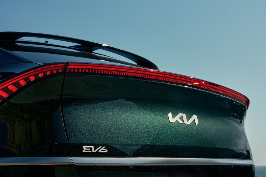 The green rear of the 2023 Kia EV6. EV6 owners love a lot about their vehicle, but there's one thing they don't love.