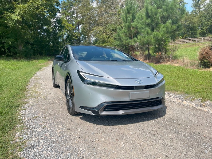 The 2023 Toyota Prius on a gravel road