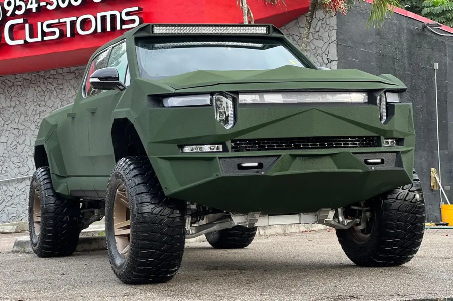 2023 Apocalypse Rivian R1T EV with green bed liner paint