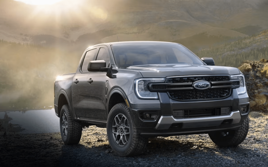 Gray 2024 Ford Ranger midsize pickup off-road