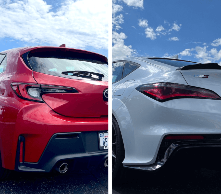 2023 Toyota GR Corolla and 2024 Acura Integra Type S rear shots