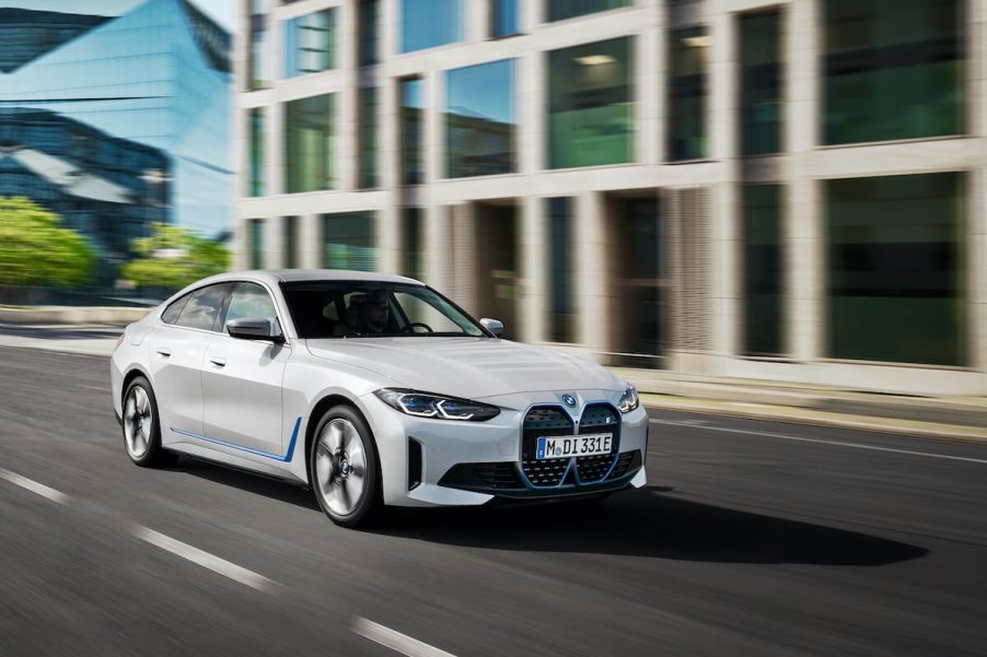 A driving corner view of the 2023 BMW i4