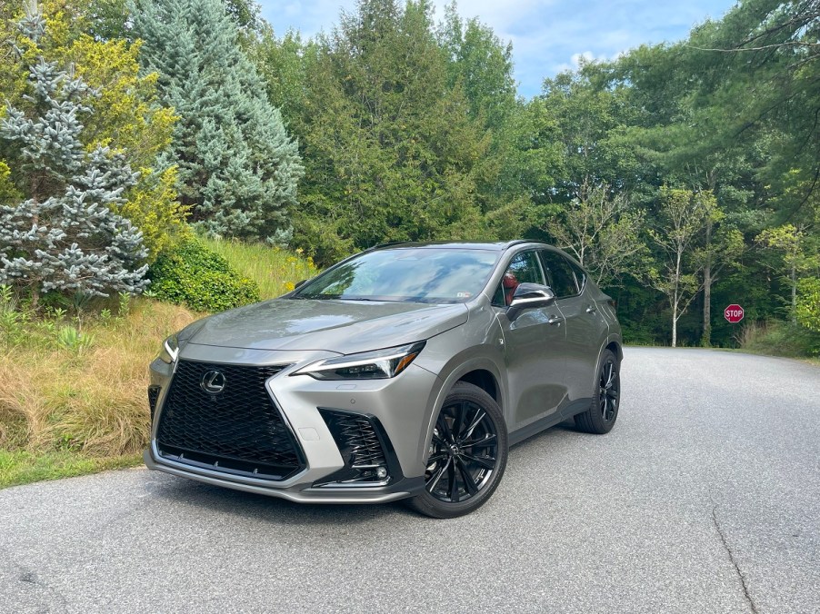 The 2023 Lexus NX 350 F Sport parked near trees