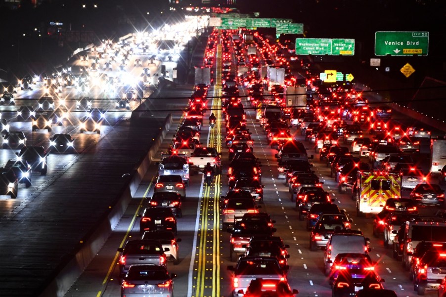 A highway scene from above