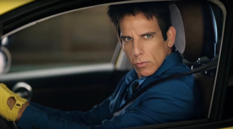 Ben Stiller as Derek Zoolander driving a car