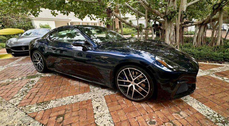 The 2024 Maserati GranTurismo Trofeo parked under a tree