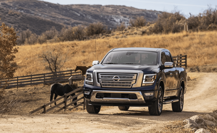 2024 Nissan Titan pickup front 3/4 view