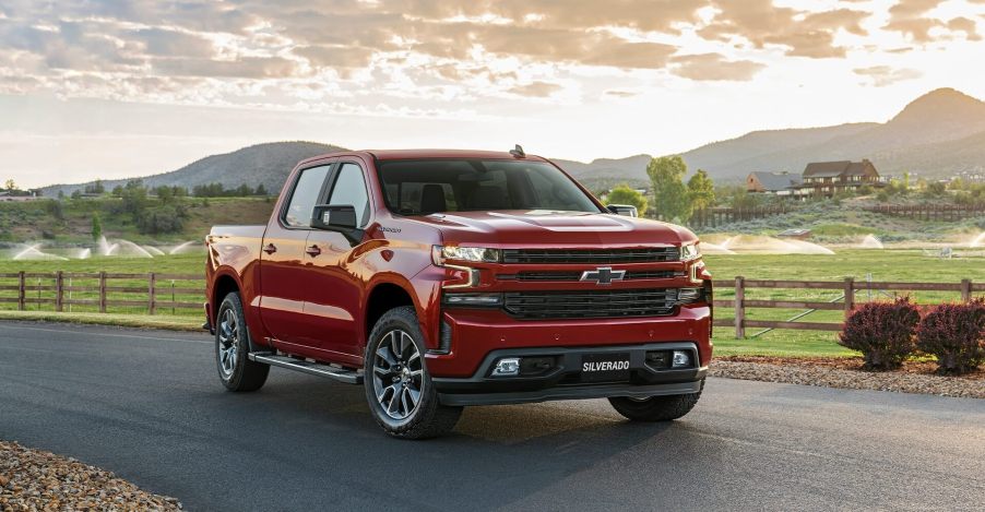 The 2023 Chevy Silverado driving on the road