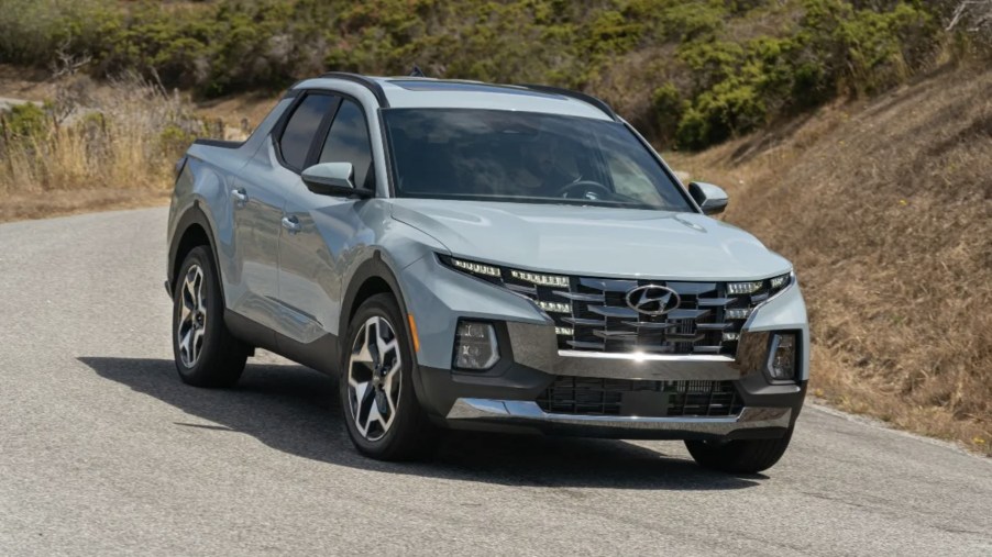 The 2023 Hyundai Santa Cruz driving on the road