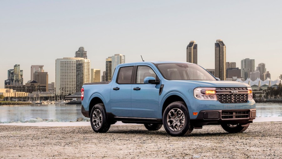 The 2024 Ford Maverick parked near the city